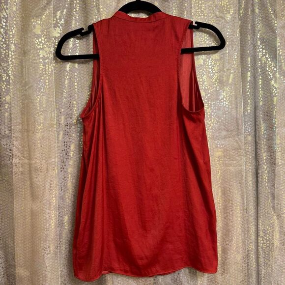 Helmut by Helmut Lang Burnt Orange Flowy Button Down Tank Top XS - Picture 2 of 7